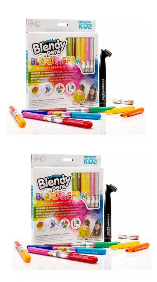 (Paquete de 4) Kit de arte de creatividad Chameleon Kidz mezcla y spray 24 bolígrafos de colores lavables Foto 2 de 4