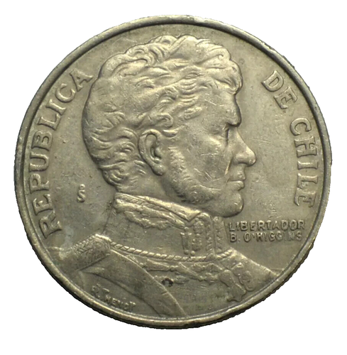 1976 CHILE - 1 Peso Coin - Copper/Nickel Coin - Very Nice - Bernardo O'Higgins