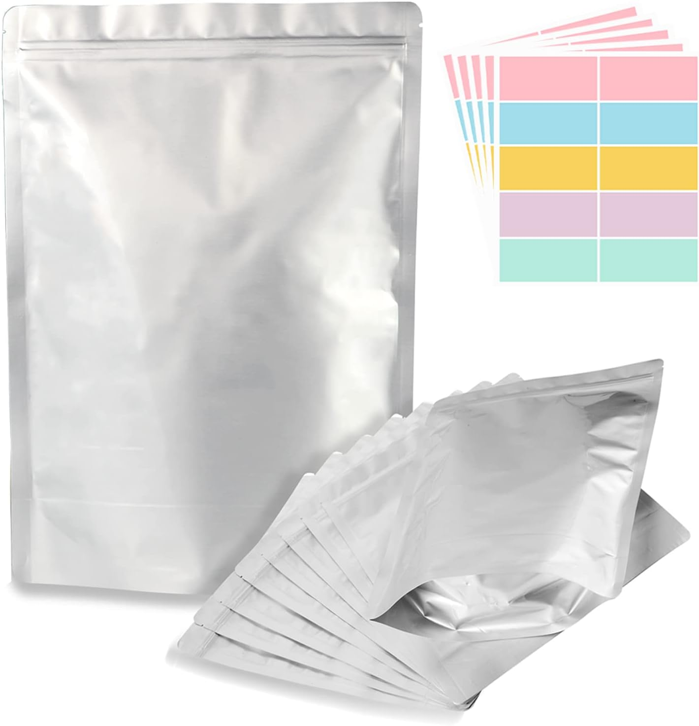50Pcs 1 Gallon Mylar Bags for Food Storage, 10 Mil 10