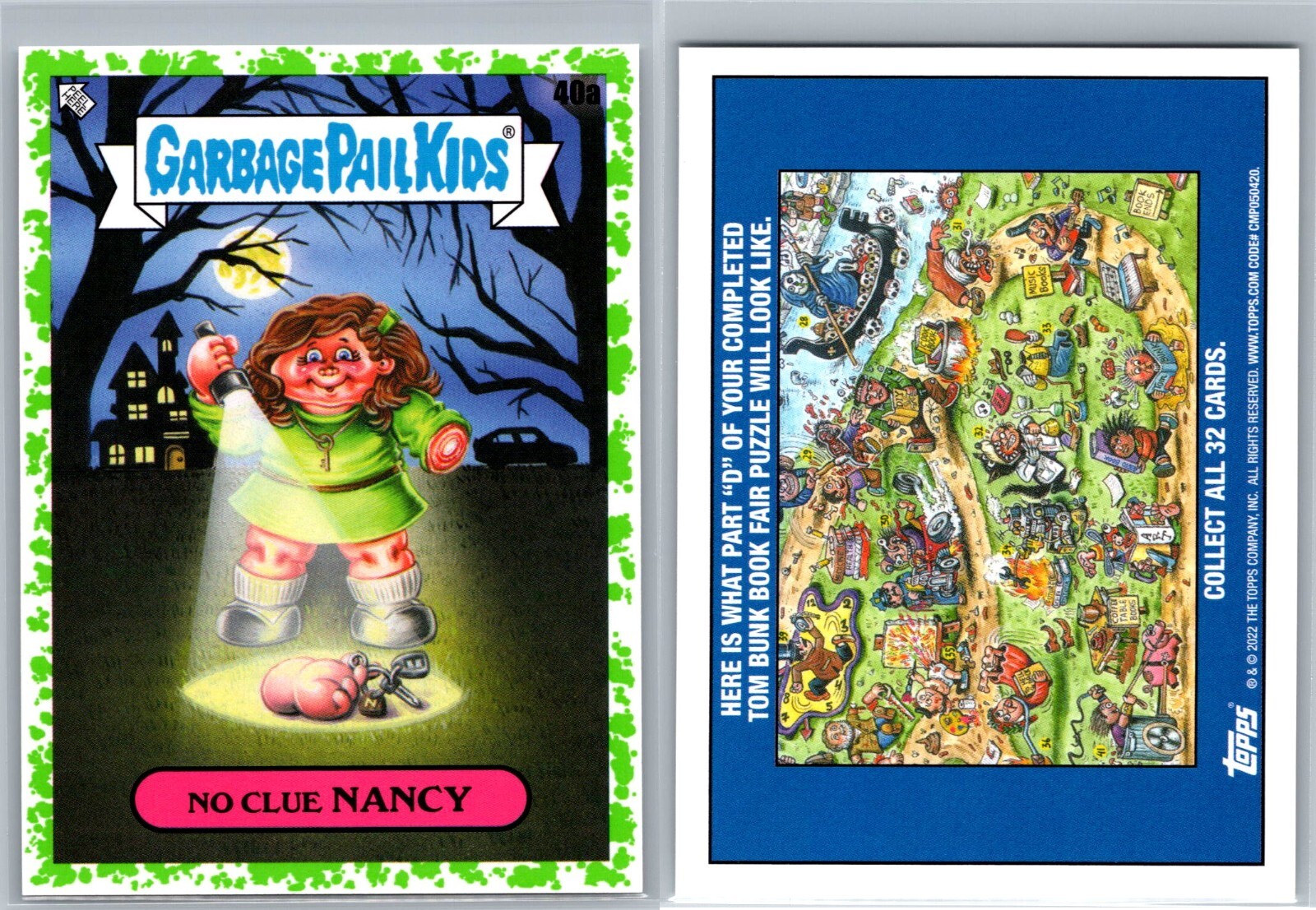 Garbage Pail Kids GPK 2022 Book Worms Green Parallel No Clue NANCY Card
