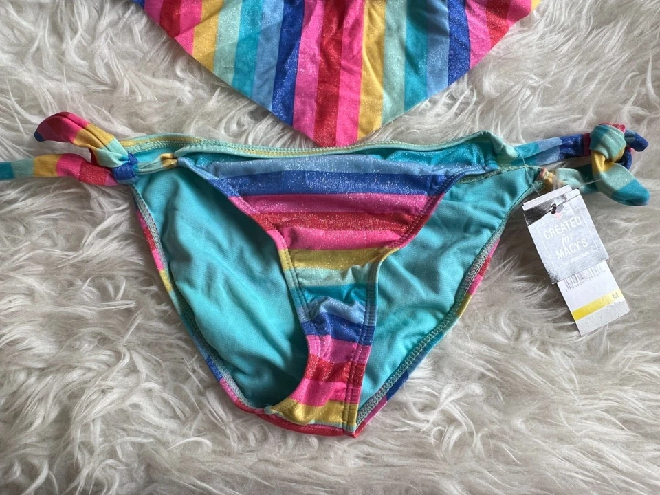 Conjunto de bikini California Waves para mujer y niño parte superior L inferior M rosa arco iris traje de baño Foto 4 de 4