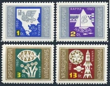 Bulgaria 1424-1427, MNH. Mi 1550-1553. BALKANPHILA-1965. Map,Sailboat,Sun,Rocket