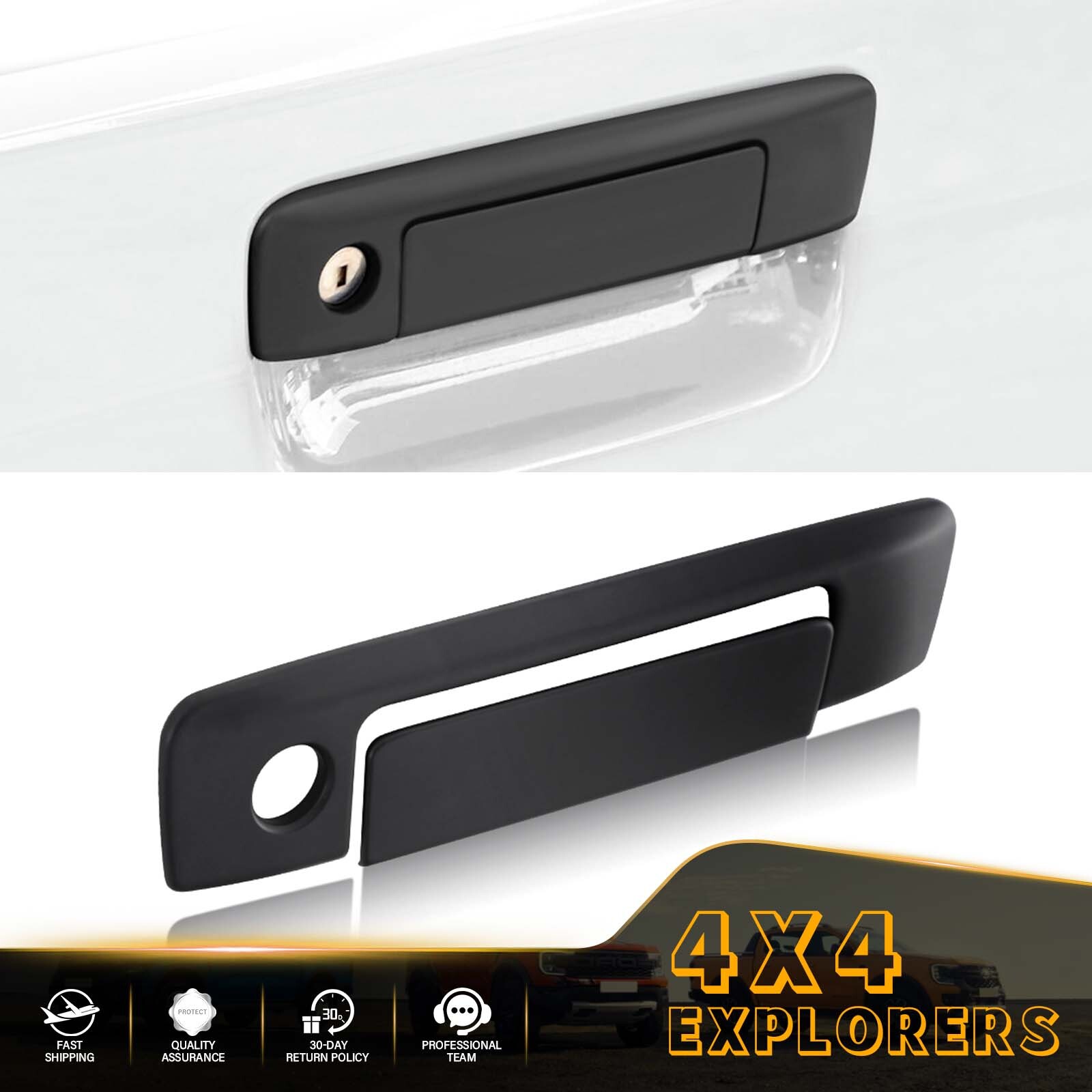 For Ford Ranger 2012-2022 Black Rear Tailgate Door Handle Cover with Keyhole