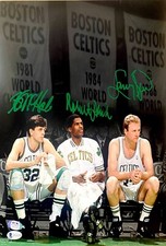 LARRY BIRD ROBERT PARISH KEVIN MCHALE BOSTON CELTICS BIG 3 SIGNED 11X14 COA 3