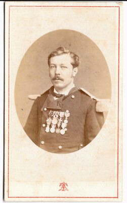 Bataillonsführer Retter C Märchen 8 Medaillen um 1873 Foto CDV Marseille