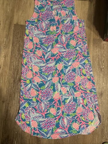 Lilly Pulitzer Womens Naila A Line Dress Multicolor Floral Green Turtle Wave S