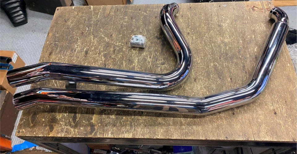 Tubos de escape personalizados Samson 2 1/4" Harley Softail Heritage Fatboy 86-99 Turn Dow Foto 2 de 4
