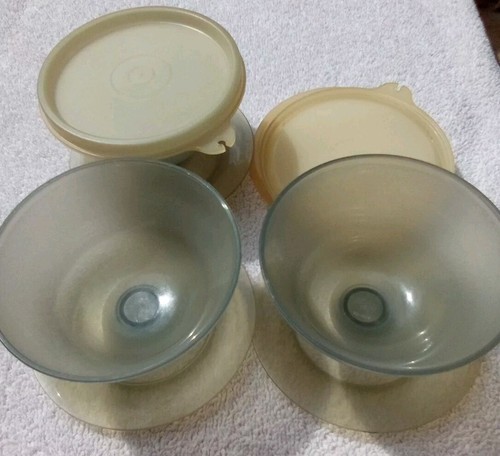 Vintage TUPPERWARE Lot Of 3 Dessert Pudding Cups #754 W/ Lids Retro Picnic To Go - Picture 15 of 15