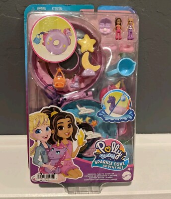 Polly Pocket Sparkle Cove Adventure Unicorn Floatie Compact Playset Bath Toy