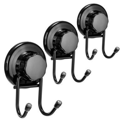 Rust-Resistant Suction Cup Hooks, 3 Pack for Effortless Bathroom Organization