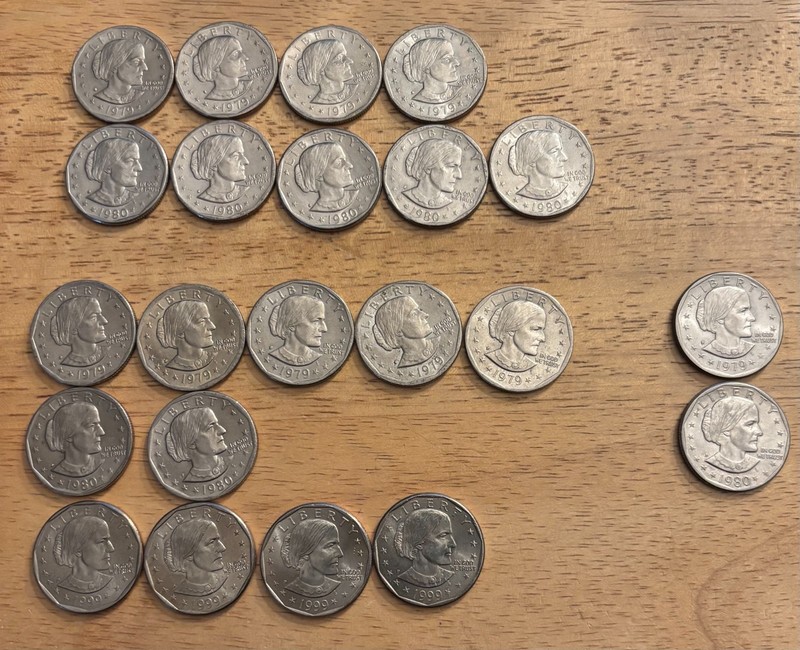 22 Susan B. Anthony Dollars - Circulated Condition