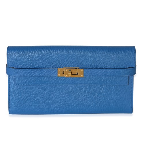 Hermès Bleu Hydra Epsom Kelly Longue Wallet GHW