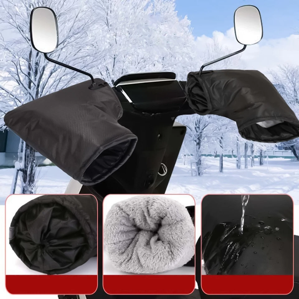 Handlebar Mittens Winter Cycling Gloves Pocket Unisex Waterproof Windproof Glove - Image 4 of 4