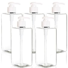 5Pack 16oz Empty Pump Bottles Refillable Containers for Liquid Soap Shampoo