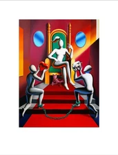 MARK KOSTABI - Desire and persuasion - Giclee lithograph serigraphy cat throne
