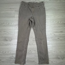 Chico's Women's Perfect Stretch Slim Leg Pull On Pants Taupe Gray Size 1 8 
