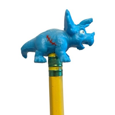 MINIATURE BLUE TRICERATOPS DINOSAUR 1'' X 1.5'' PENCIL TOPPER UNBRANDED (MA1466A)