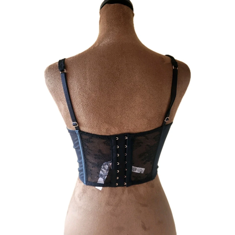 Victoria’s Secret Dream Angels  Lace Up Corset Bra Top Size S Black Whimsigoth - Image 3 of 4