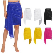 Women Skirt Rave Skirts Mesh Dancewear Performance Shiny Costume Tassels Dance