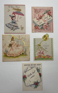 Lot of 5 - Vintage Ephemera Mid-Century BRIDAL SHOWER Greeting Cards -Used C-001