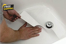 16" X 40" White Adhesive Vinyl anti Slip Non Skid Safety Bath Mat with Drain