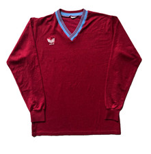 Vintage Erima Jersey Made in West Germany M L/S Football Shirt Claret Blue 80s