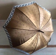Fendi Long Umbrella Zucca Gold Brown Authentic Fashion Accessory Genuine