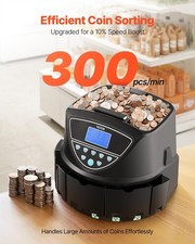 Máquina clasificadora y contador de monedas electrónico USD hasta 300 monedas/min VEVOR mejorada