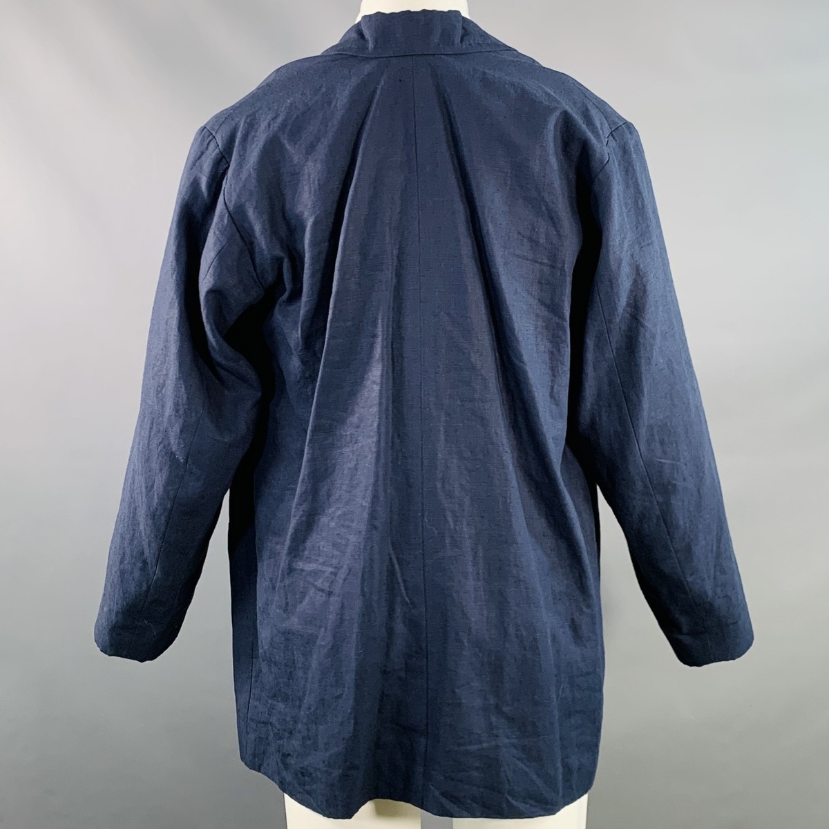 VISVIM Size M New Hope Navy Linen Notch Lapel Sport Coat View 3
