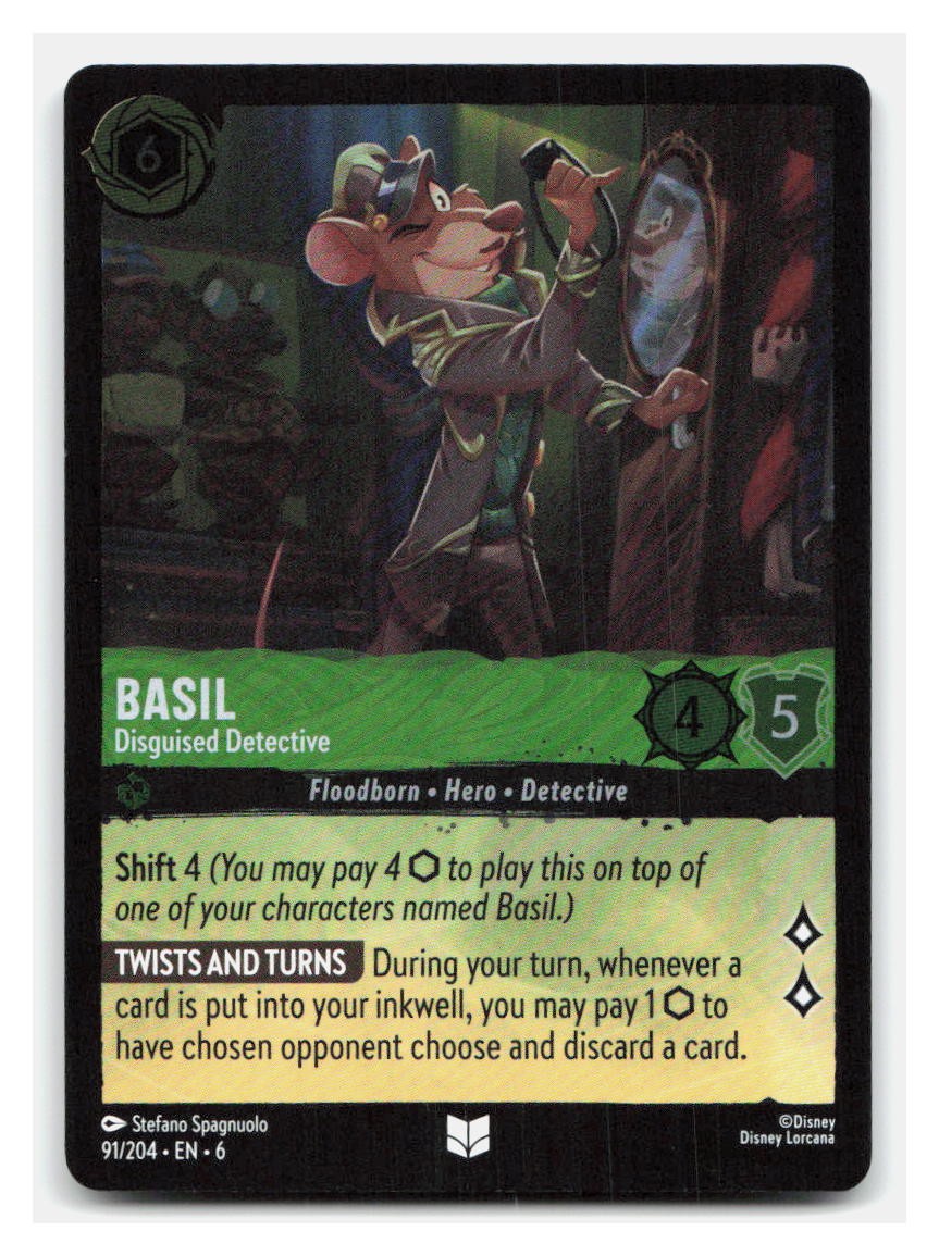 Lorcana Azurite Sea Basil - Disguised Detective 91/204 Uncommon Cold Foil