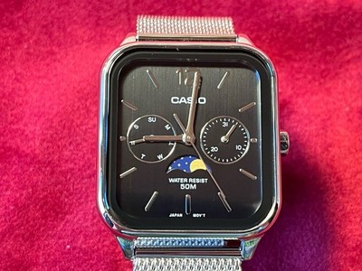 CASIO Armbanduhr MTP-M305M-1AVER Quarz Datum Mondphase 45/34 mm silber