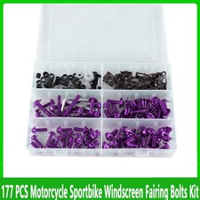 177 PCS Motorcycle Sportbike Windscreen Fairing Bolts Kit Purple Fastener Screws