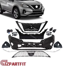Fits Nissan Murano 2019-2024 Front Bumper Cover Kit W/Grille/Fog Light/Trim Set