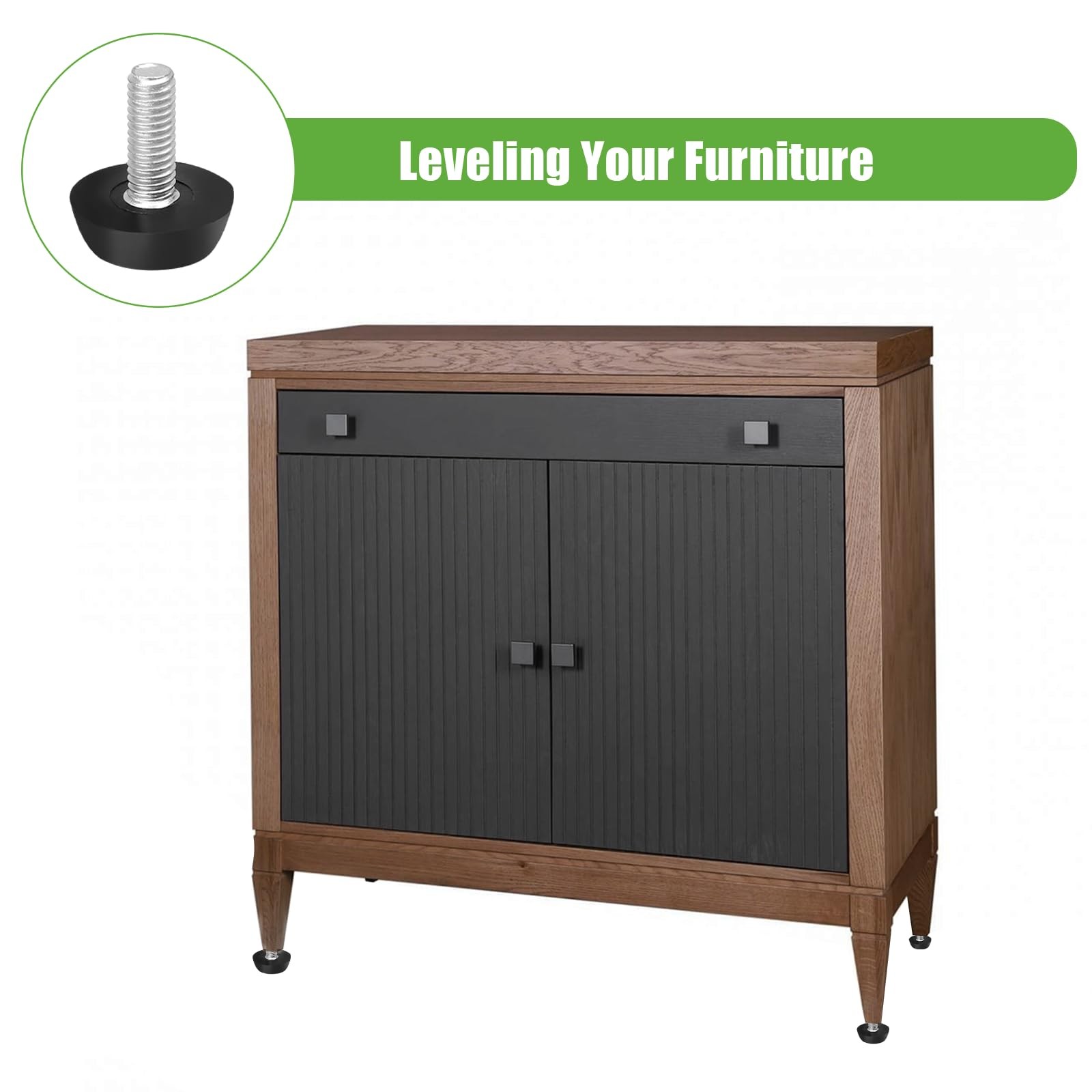 12 Pack M6 Furniture Levelers Stainless Steel Adjustable Threaded Leg Leveling