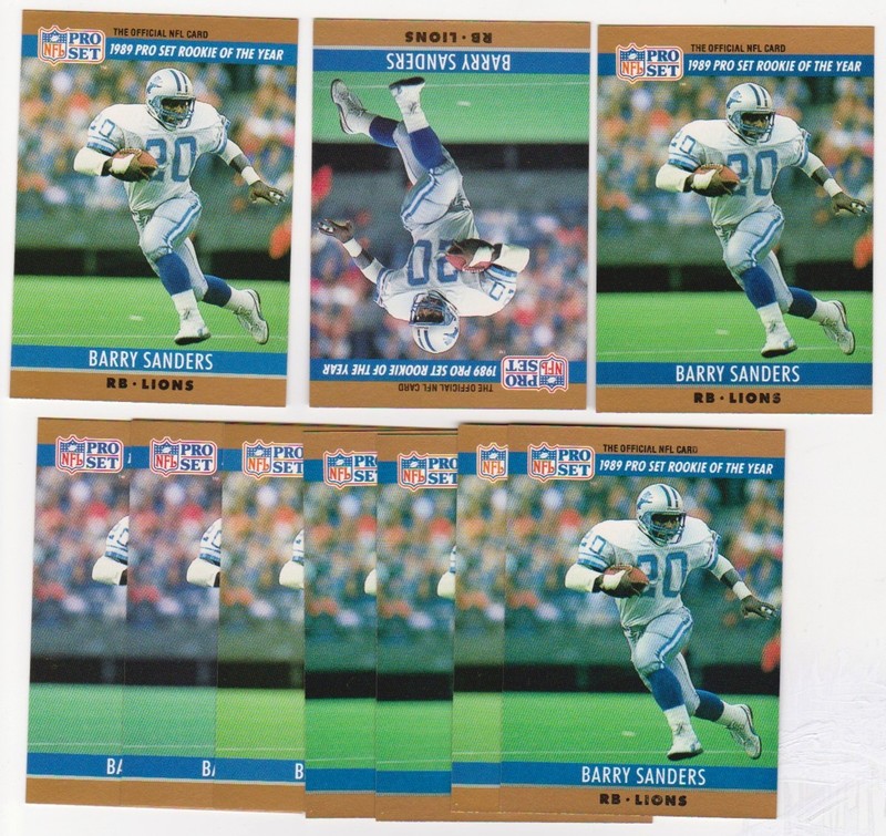 Lot of 10 1990 Pro Set Barry Sanders Double Front Error Cards
