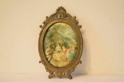 Vintage 1950's Italian Florentine Art In Elaborate Brass Frame
