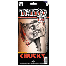 Tinsley Transfers Child's Play Axe with Chucky's Face Temporary Tattoo