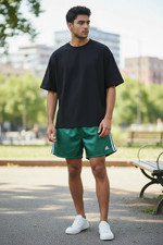 Adidas 90s Super Rare Lisbon Satin Soccer Shorts Glanz Nylon Green White Large