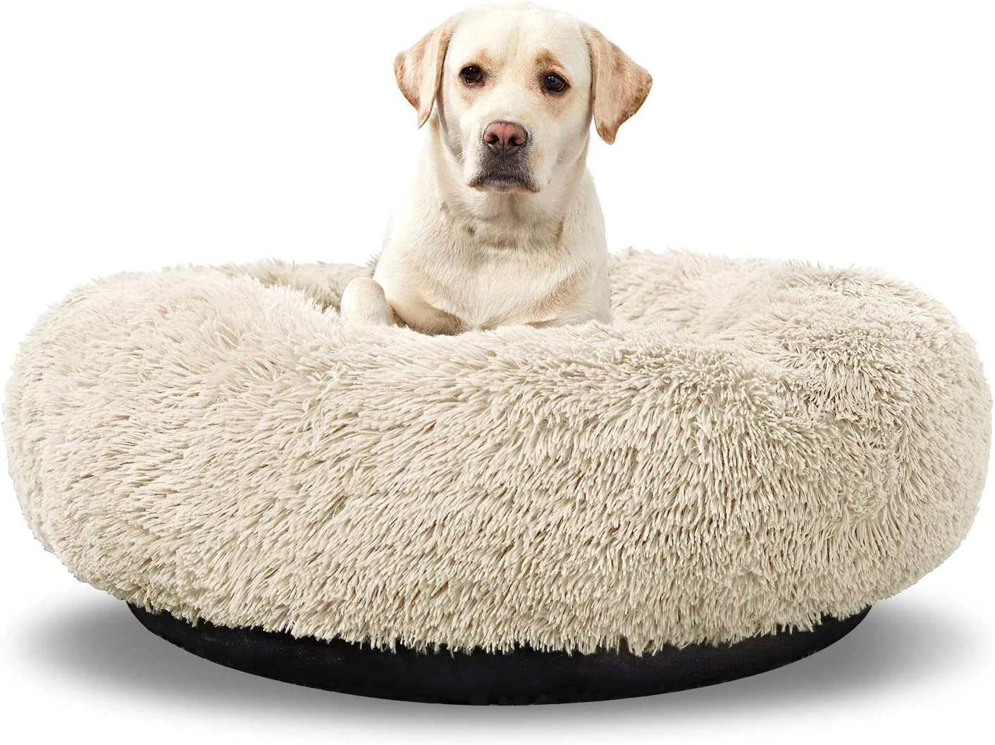 Large Washable Donut Dog Bed – Plush Calming Cuddler Round Pet Bed