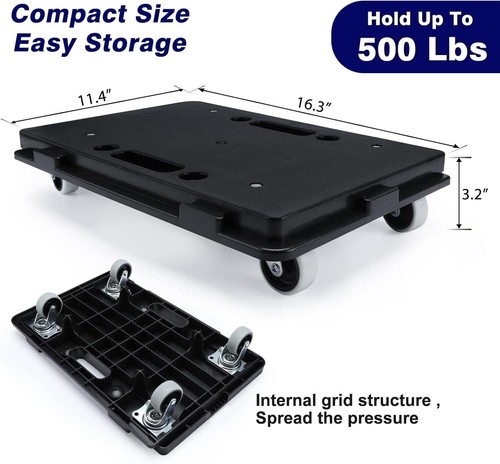 Furniture Dolly Moving Connectable Movers 4 Wheels Heavy Duty Small Flat Durable - Picture 4 of 6