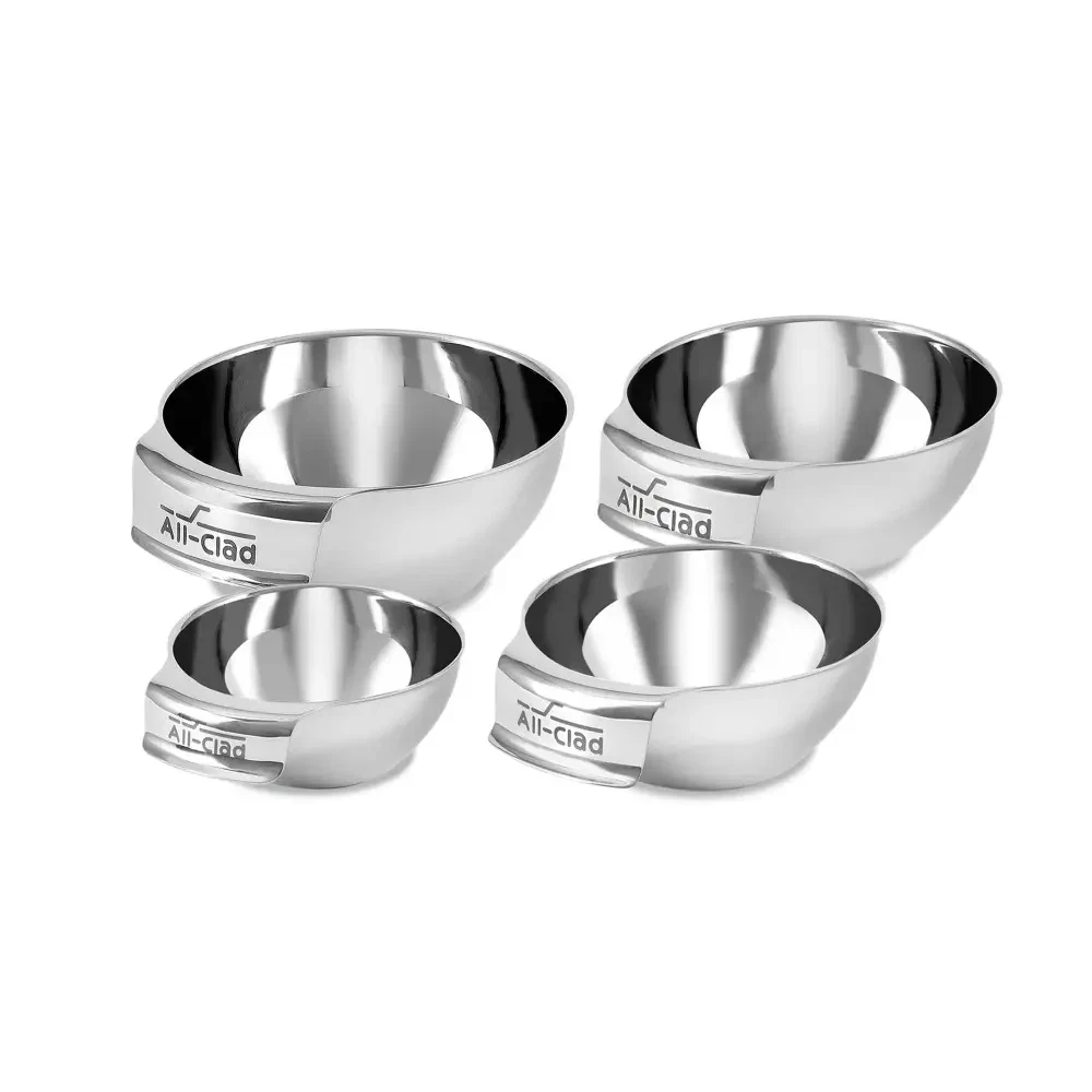 All-Clad Stainless Steel 4 Piece Mini Measuring Bowls 1, 3/4, 1/2, 1/4 cup NIB