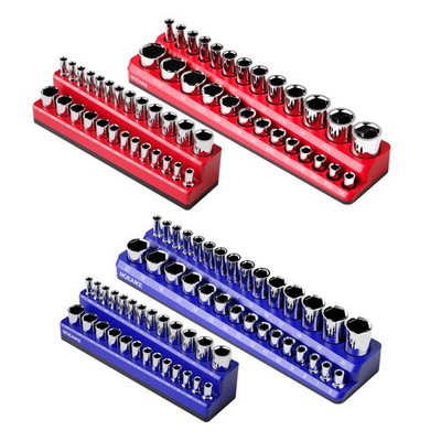 NOEAIKE Magnetic Socket Organizer, 4-Pack Metric SAE 3/8'',1/4''SAE&METRIC/4PCS 
