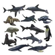 Sea Ocean Animals Pool Toys Bath Toys 12 Pack Set, Realistic Plastic Marine