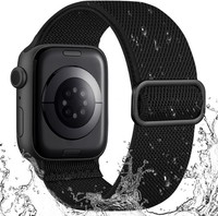 Sport Band Kompatibel Mit Apple Watch Nylon Elastisch Loop 38-42Mm Schwarz