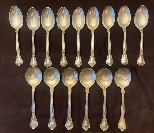 15pc Gorham CHANTILLY Sterling Silver Spoon Set - (12) Monogrammed "M"