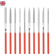 Image of 10 Professional Diamond Needle File Set Half Round Taper Flat Stone Glass Metal