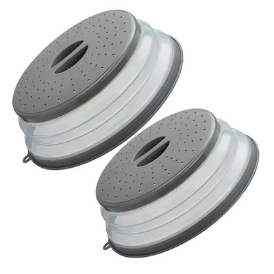 2-Piece White Polypropylene Plastic Microwave Splatter Cover W Ventilation Holes