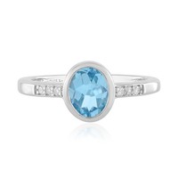 Cavill Ring Schweizblauer Topas 1,218Ct Silber 925 Platin Zirkon Damen