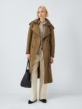 John Lewis Womens Double Breasted Cotton Blend Trench Coat Size 8 Olive (Defect)