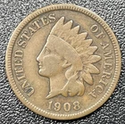 1908 S Indian Head Cent Penny 1c VG Very Good Key Date Coin